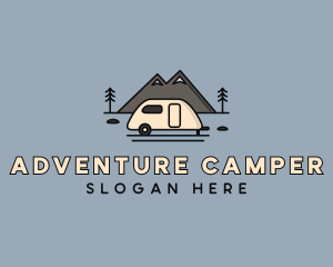 Camper - Camper Van Mountain logo design