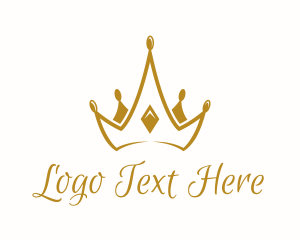 Beauty Pageant - Golden Medieval Crown logo design