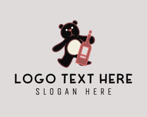 Alcoholic - Wine Bottle Bear logo design