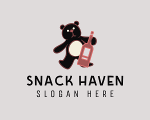 Wine Bottle Bear logo design