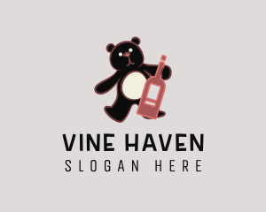 Wine Bottle Bear logo design