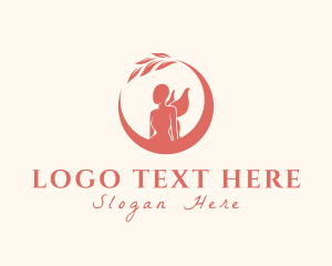 Woman - Fairy Moon Leaves logo design