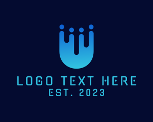 Center - Technology People Letter U logo design