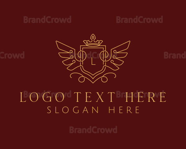 Gold Royal Shield Wings Logo