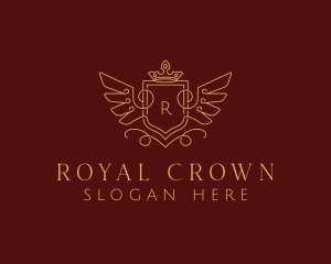 Gold Royal Shield Wings logo design