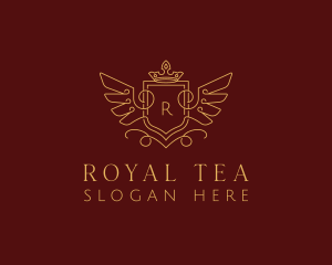 Gold Royal Shield Wings logo design