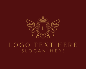Gold - Gold Royal Shield Wings logo design