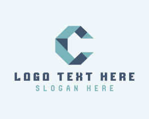Fold - Geometric Origami Fold Letter C logo design
