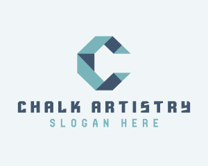 Geometric Origami Fold Letter C logo design