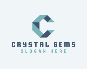 Geometric Origami Fold Letter C logo design