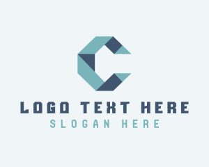 Structure - Geometric Origami Fold Letter C logo design