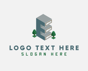 Real Estate - Modern Building Letter E logo design