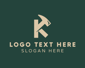 Fix - Carpentry Hammer Letter K logo design