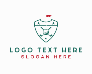 Sports Golf Course Shield  Logo