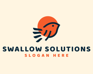 Swallow - Sun Sparrow Swift logo design