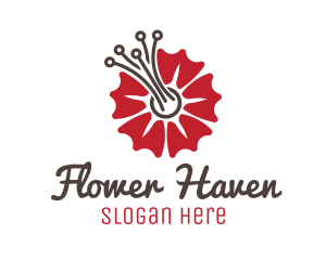 Tech Red Flower logo design