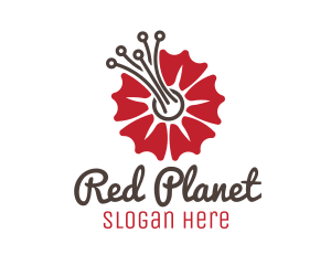 Tech Red Flower logo design