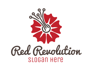 Tech Red Flower logo design