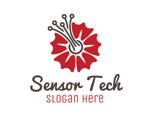 Sensor - Tech Red Flower logo design