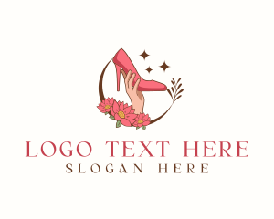 Fashion - Floral Shoes Stilettos logo design