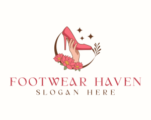 Floral Shoes Stilettos logo design