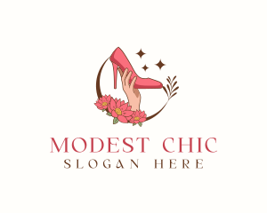 Floral Shoes Stilettos logo design