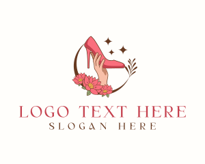 Footwear - Floral Shoes Stilettos logo design