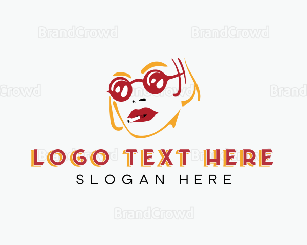 Female Smoking Cigar Logo