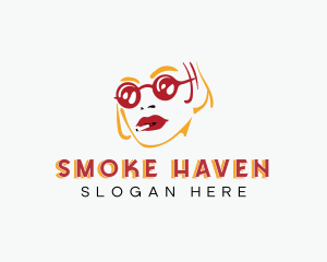 Female Smoking Cigar logo design