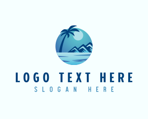 Swimming - Tropical Vacation Island logo design