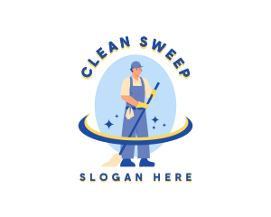 Mopping - Cleaning Janitor Mop logo design