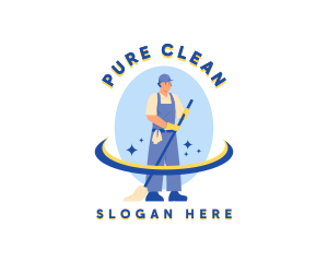 Cleaning Janitor Mop logo design