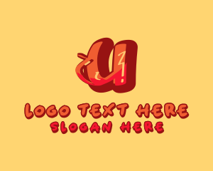 Streewear - Subway Graffiti Letter U logo design