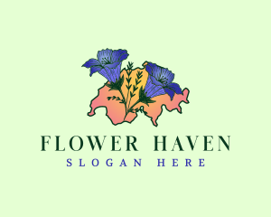 Switzerland Botanical Flower logo design