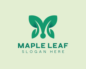 Leaf Wings Letter M logo design