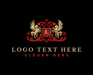 Gold - Royal Pegasus Shield logo design