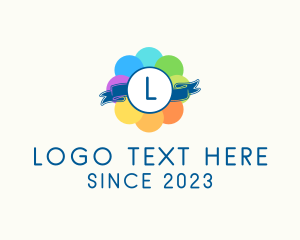 Text - Multicolor Flower Ribbon Daycare logo design