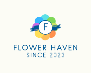 Multicolor Flower Ribbon Daycare  logo design