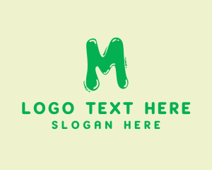 Green Juice - Liquid Soda Letter M logo design