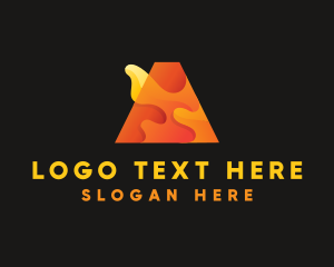 Fire - Orange Letter A Flame logo design
