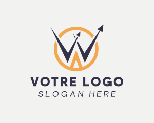 Statistic - Trading Arrow Letter W logo design