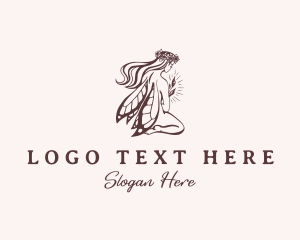 Insect - Beautiful Woman Fairy logo design