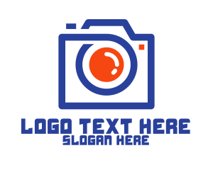Photo Booth - Blue Orange Camera Outline logo design