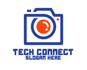 Instagram Vlogger - Blue Orange Camera Outline logo design