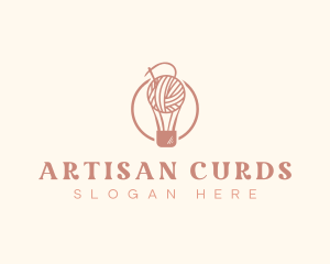 Yarn Thread Hot Air Balloon logo design