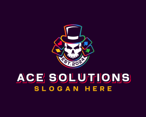 Ace - Casino Skull Hat logo design