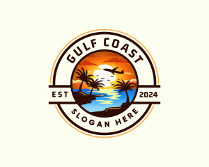 Gulf - Sunset Palm Tree Vacation logo design