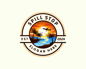 Sunset Palm Tree Vacation logo design