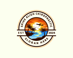 Sunset Palm Tree Vacation logo design