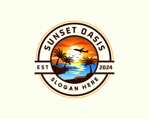 Sunset - Sunset Palm Tree Vacation logo design